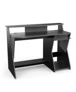 SCRIVANIA "GAMING" NERA CON PORTACUFFIE E PASSACAVI, 123,5X59,8X90,2 CM